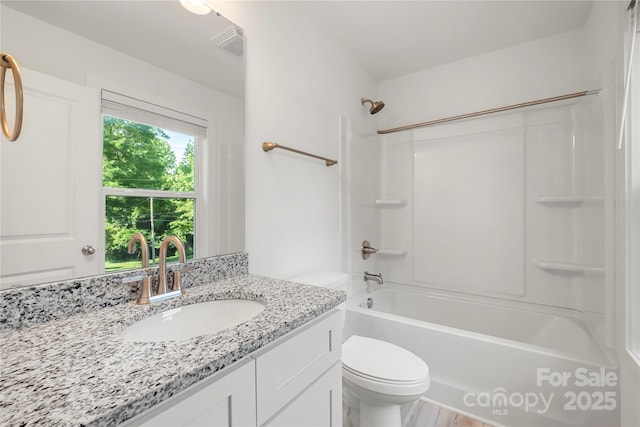 445 Faith Dr SW, Concord, NC 28027 - bathroom featuring vanity, bathtub / shower combination, and wood finished floors