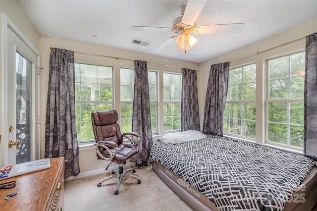 8119 Tremaine Ct Unit E, Charlotte, NC 28227 - bedroom featuring carpet flooring, a textured ceiling, and ceiling fan
