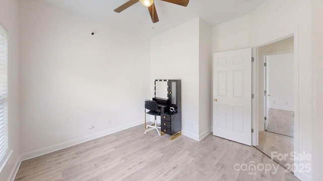 6825 Woodleaf Rd, Woodleaf, NC 27054 - empty room with ceiling fan and light wood finished floors