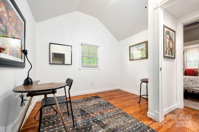 5 Arbutus Rd, Asheville, NC 28805 - home office with lofted ceiling and wood-type flooring