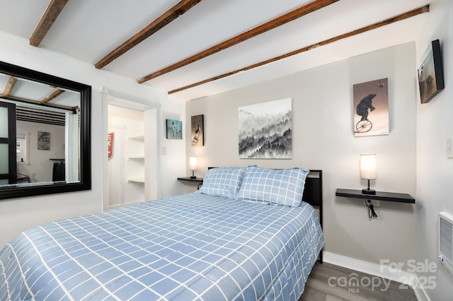 5 Arbutus Rd, Asheville, NC 28805 - bedroom featuring beam ceiling and wood finished floors