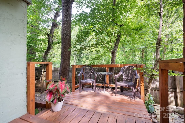 5 Arbutus Rd, Asheville, NC 28805 - wooden terrace featuring a fenced backyard