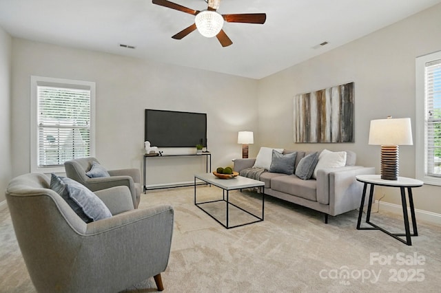 7903 Tottenham Ct, Waxhaw, NC 28173 - living area with ceiling fan and light colored carpet