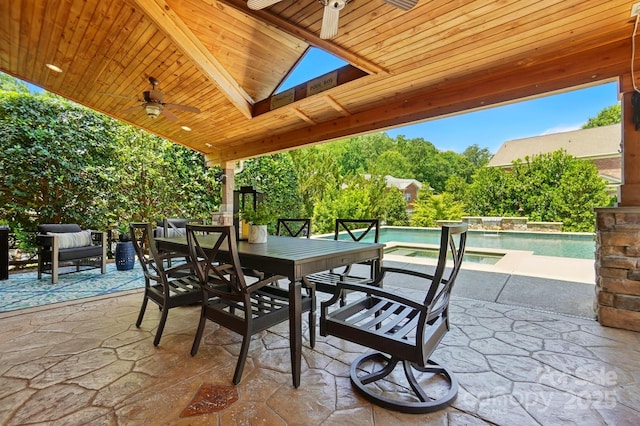 7903 Tottenham Ct, Waxhaw, NC 28173 - view of patio featuring ceiling fan, an outdoor pool, and outdoor dining area