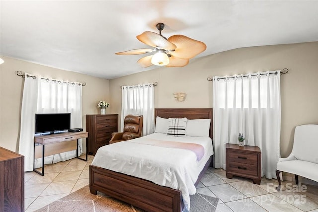 1627 33rd Ave NE, Hickory, NC 28601 - bedroom featuring light tile patterned floors, lofted ceiling, and ceiling fan