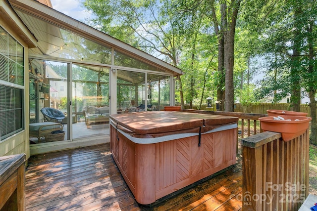 8701 Appaloosa Way Ln, Charlotte, NC 28216 - deck with a hot tub and a sunroom