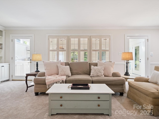 2032 Greenbrook Pkwy, Matthews, NC 28104 - living room with crown molding and light colored carpet