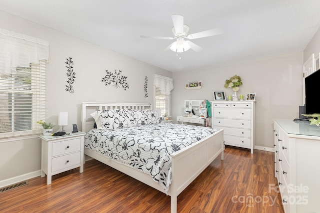713 Hickory Hill Ct, Gastonia, NC 28054 - bedroom with dark wood-style flooring and a ceiling fan