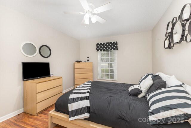 713 Hickory Hill Ct, Gastonia, NC 28054 - bedroom with light wood-style flooring and ceiling fan