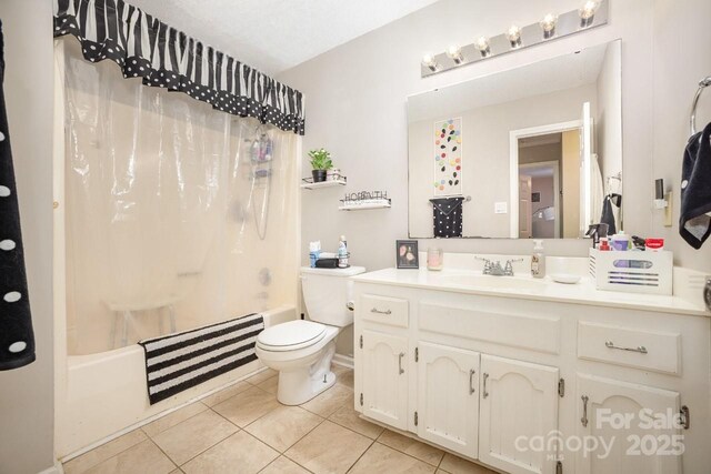 713 Hickory Hill Ct, Gastonia, NC 28054 - full bathroom with tile patterned floors, shower / tub combo, and vanity