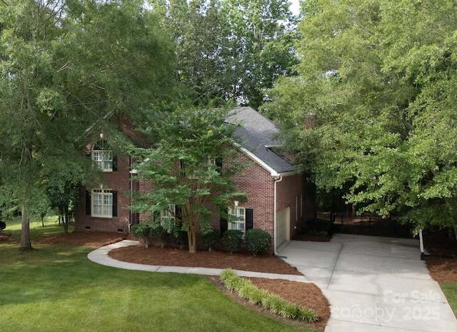 1587 Summit View Dr, Rock Hill, SC 29732 - view of front of property with driveway, a front lawn, a garage, brick siding, and roof with shingles
