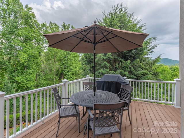 1 Hickory Rdg, Fletcher, NC 28732 - wooden deck featuring outdoor dining space and area for grilling