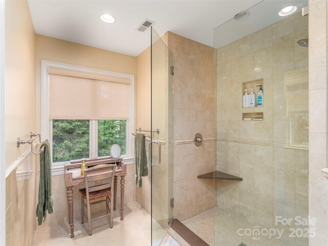 1 Hickory Rdg, Fletcher, NC 28732 - bathroom with a stall shower, recessed lighting, and tile patterned flooring