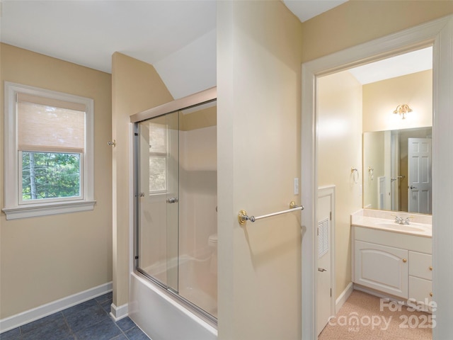 1 Hickory Rdg, Fletcher, NC 28732 - bathroom with vanity, shower / bath combination with glass door, and tile patterned floors