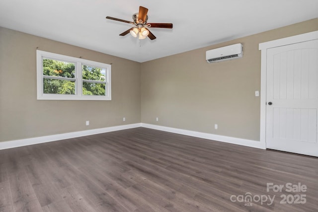 41 Remembrance Rdg, Flat Rock, NC 28731 - spare room with a wall mounted air conditioner, ceiling fan, and dark wood-style flooring