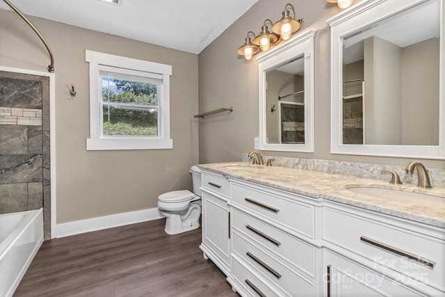 41 Remembrance Rdg, Flat Rock, NC 28731 - full bath featuring double vanity, wood finished floors, and shower / bathtub combination
