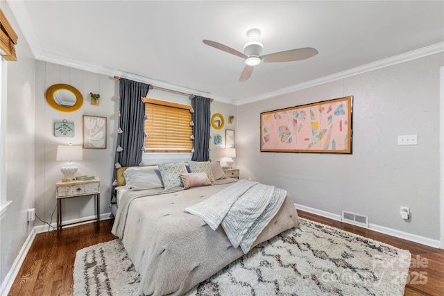2034 Lanier Ave, Charlotte, NC 28205 - bedroom featuring ornamental molding, wood finished floors, and ceiling fan