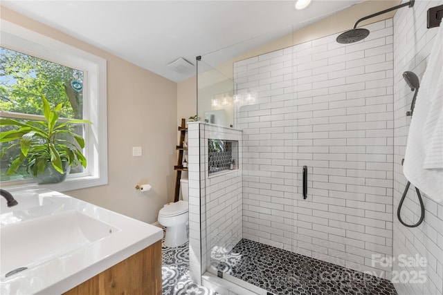 2034 Lanier Ave, Charlotte, NC 28205 - bathroom featuring a shower stall and vanity