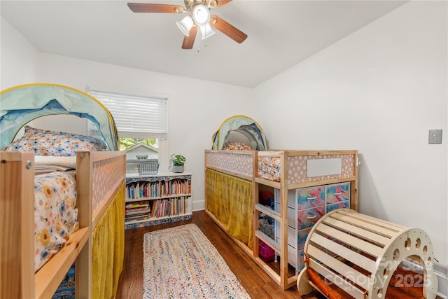 2034 Lanier Ave, Charlotte, NC 28205 - bedroom with wood finished floors and a ceiling fan