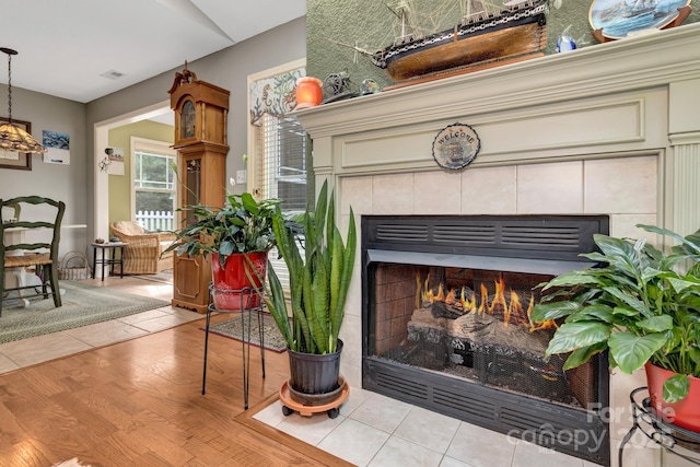16 Sunview Cir, Arden, NC 28704 - detailed view of a tiled fireplace and wood finished floors
