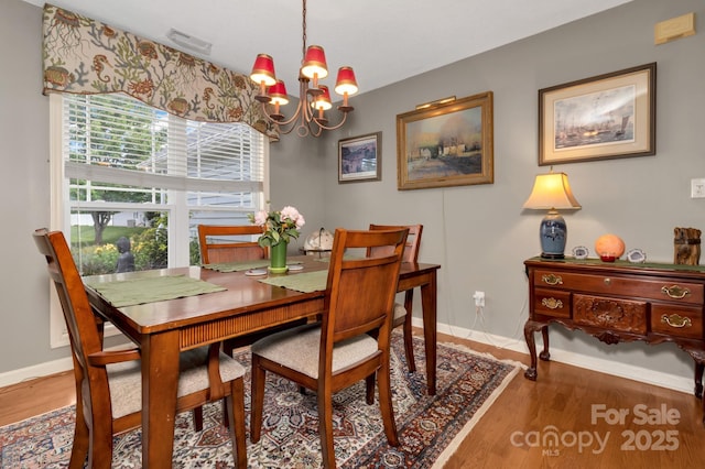 16 Sunview Cir, Arden, NC 28704 - dining area featuring a chandelier and wood finished floors