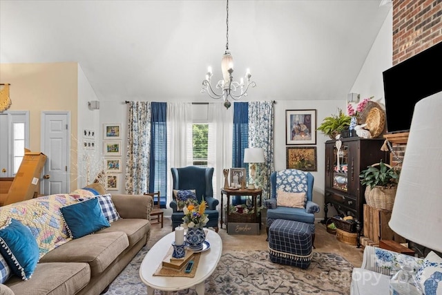 111 Beacon Hills Dr, Gastonia, NC 28056 - living area with a chandelier and vaulted ceiling