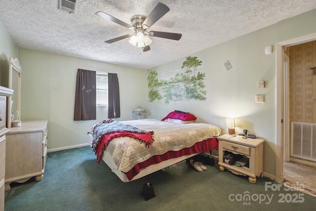 203 Shuping St, Morganton, NC 28655 - carpeted bedroom with a ceiling fan and a textured ceiling