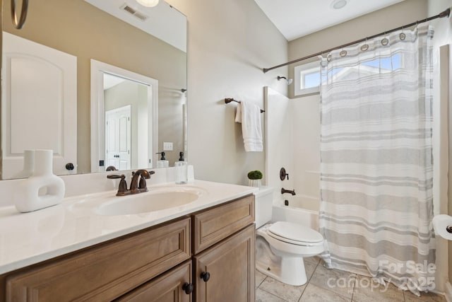 12525 Druids Glen Dr, Pineville, NC 28134 - bathroom with shower / bath combo with shower curtain, vanity, and tile patterned flooring
