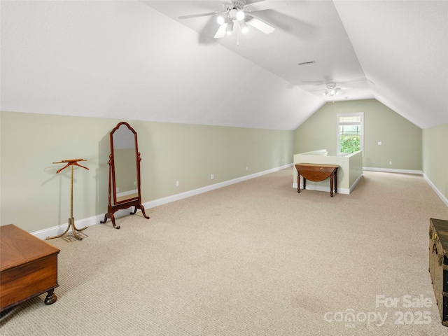 303 S Braeside Ct, Asheville, NC 28803 - additional living space featuring a ceiling fan, carpet floors, and lofted ceiling
