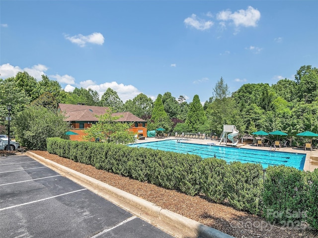 303 S Braeside Ct, Asheville, NC 28803 - community pool with a water slide and a patio