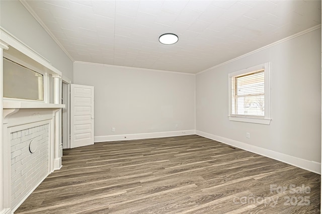 613 E Liberty St, Salisbury, NC 28144 - unfurnished living room with crown molding and dark wood finished floors