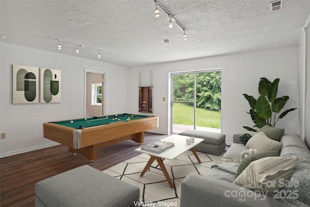 2526 Hankins Rd, Marion, NC 28752 - rec room with track lighting, wood finished floors, billiards, and a textured ceiling