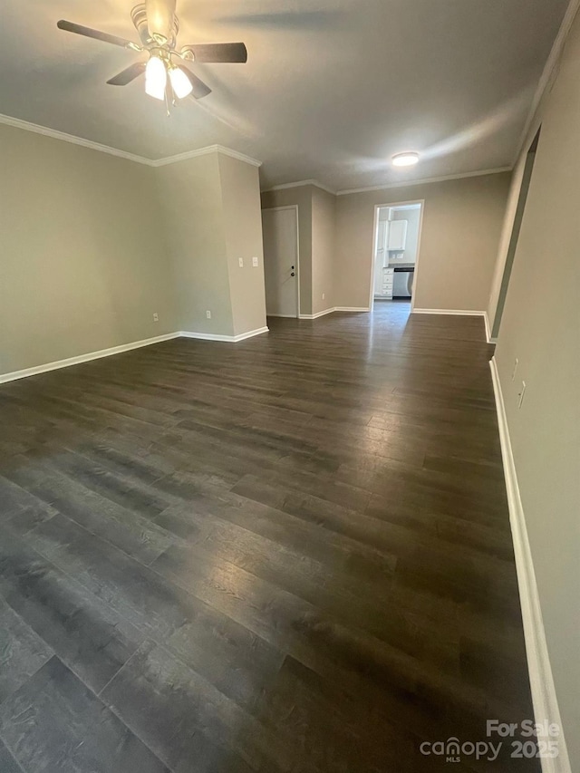 3200 Heathstead Pl Unit E, Charlotte, NC 28210 - unfurnished room with ceiling fan, dark wood-style flooring, and crown molding