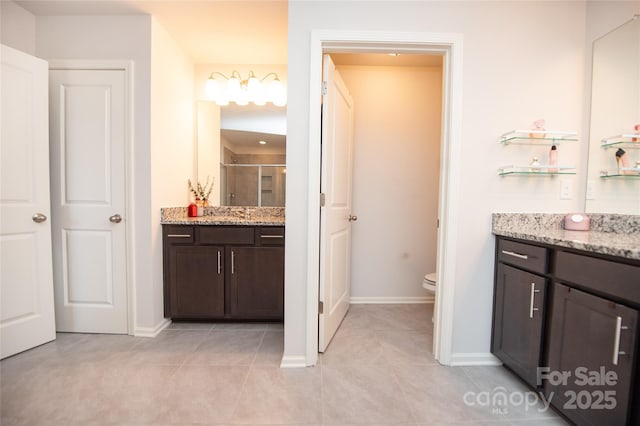 660 Highgarden Ln, Boiling Springs, SC 29316 - full bath with a stall shower, vanity, and tile patterned flooring
