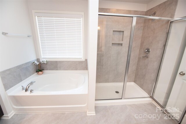 660 Highgarden Ln, Boiling Springs, SC 29316 - full bathroom with a bath, a shower stall, and tile patterned flooring