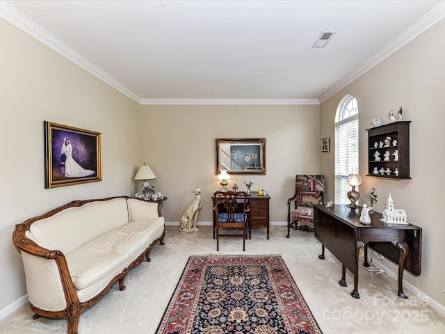 3533 Weddington Ridge Ln, Matthews, NC 28105 - living area with crown molding and light colored carpet