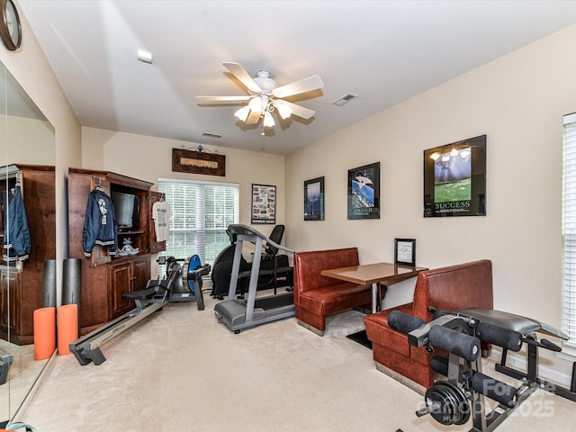 3533 Weddington Ridge Ln, Matthews, NC 28105 - exercise area featuring carpet and a ceiling fan