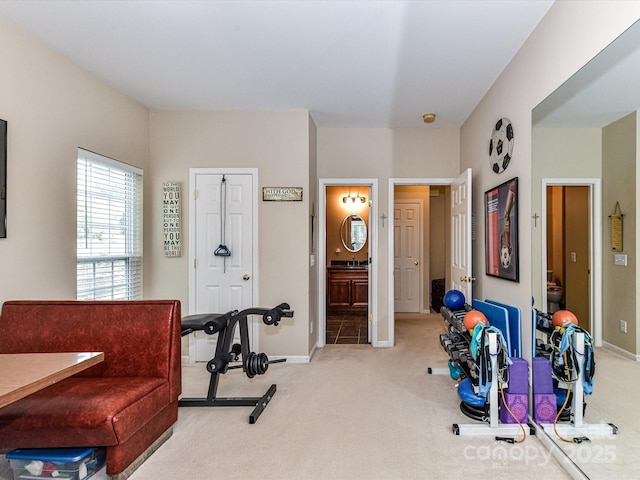 3533 Weddington Ridge Ln, Matthews, NC 28105 - exercise room with carpet flooring and baseboards