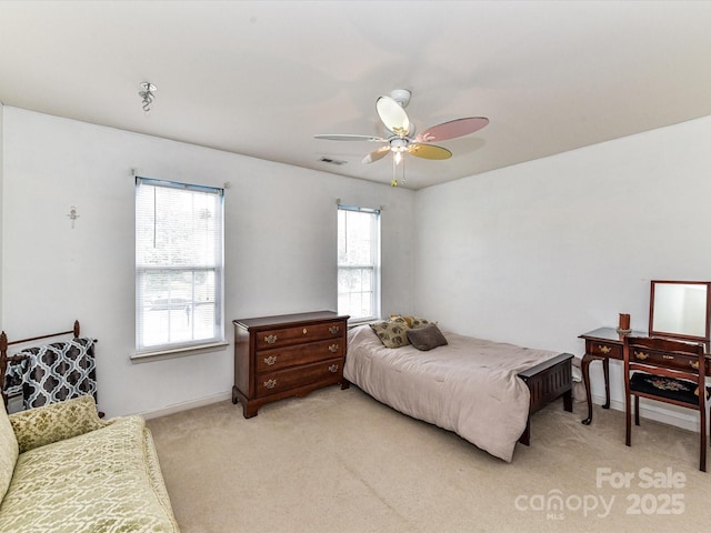 3533 Weddington Ridge Ln, Matthews, NC 28105 - bedroom featuring light carpet and a ceiling fan