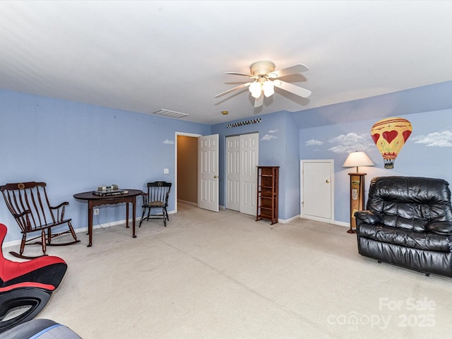 3533 Weddington Ridge Ln, Matthews, NC 28105 - sitting room with ceiling fan and carpet