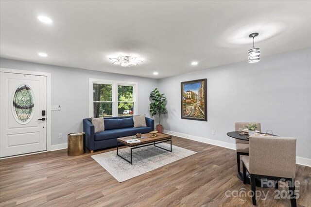 10514 Harbor Dr, Charlotte, NC 28214 - living area with wood finished floors and recessed lighting