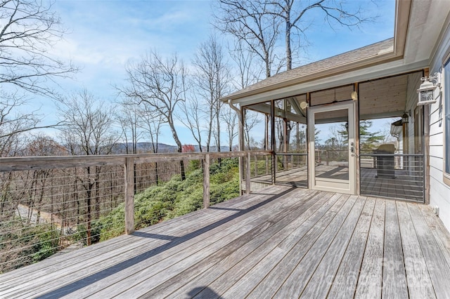 253 Sandy Ln, Brevard, NC 28712 - deck featuring a sunroom and a mountain view