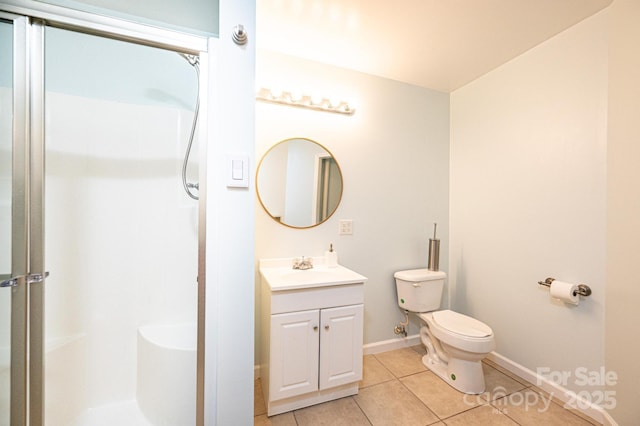 4010 Carlton Dr, Claremont, NC 28610 - bathroom with tile patterned flooring, a stall shower, and vanity