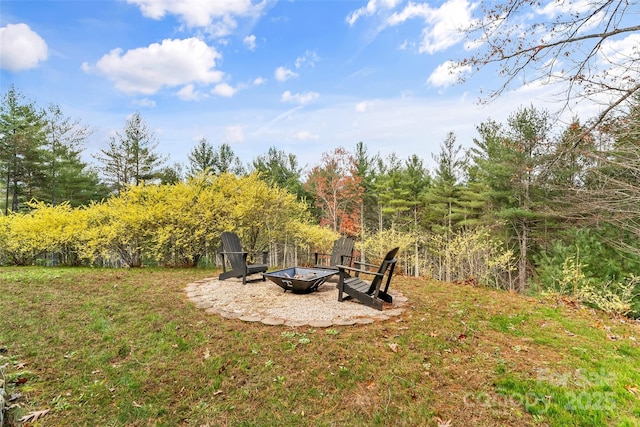 5346 Oak Crest Ln, Lenoir, NC 28645 - view of grassy yard featuring an outdoor fire pit