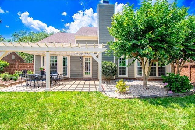10418 Pullengreen Dr, Charlotte, NC 28277 - rear view of property featuring a pergola, a patio, and a chimney
