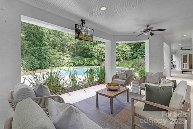 7912 Baltusrol Ln, Charlotte, NC 28210 - view of patio / terrace featuring ceiling fan and an outdoor hangout area
