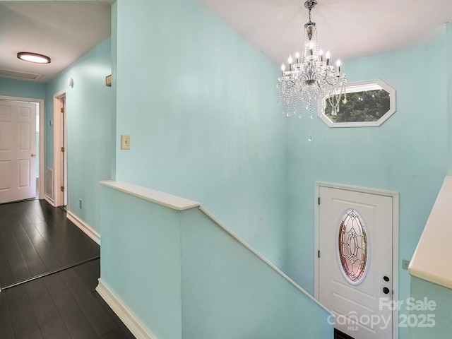 14 Spring Lake Dr, Fletcher, NC 28732 - entryway with a chandelier and dark wood-type flooring
