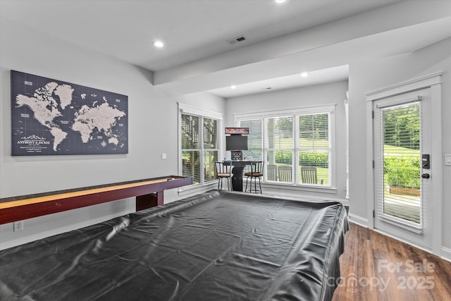 615 N Oak Dr, Huntersville, NC 28078 - recreation room with recessed lighting, wood finished floors, and billiards table