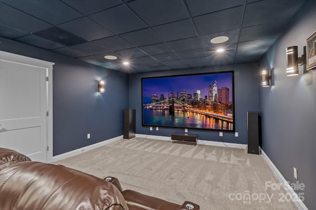 615 N Oak Dr, Huntersville, NC 28078 - carpeted home theater featuring baseboards and a drop ceiling
