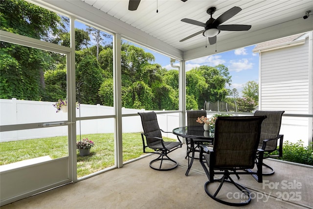 5069 Thomasville Dr, Belmont, NC 28012 - sunroom / solarium featuring ceiling fan and outdoor dining space